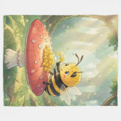 Golden Bumblebee in Bloom Dance.2 フリースブランケット (正面(横))