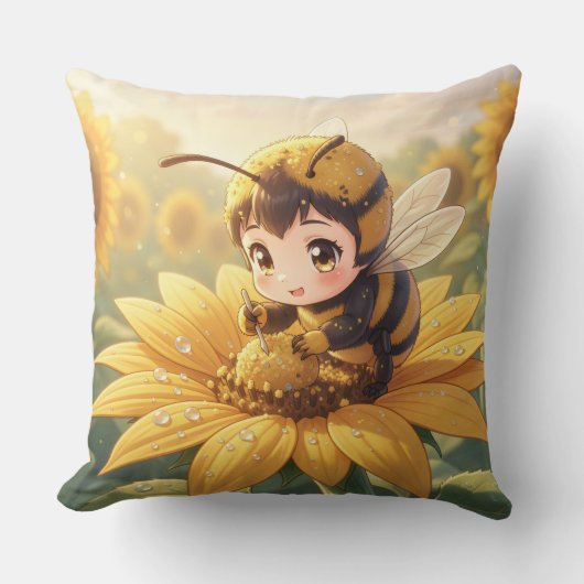 Golden Bumblebee in Bloom Dance.3 クッション (正面)