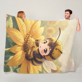 Golden Bumblebee in Bloom Dance.3 フリースブランケット