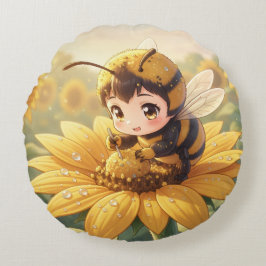 Golden Bumblebee in Bloom Dance.3 ラウンドクッション