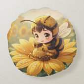 Golden Bumblebee in Bloom Dance.3 ラウンドクッション (裏面)