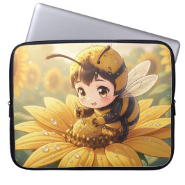 Golden Bumblebee in Bloom Dance.3 ラップトップスリーブ