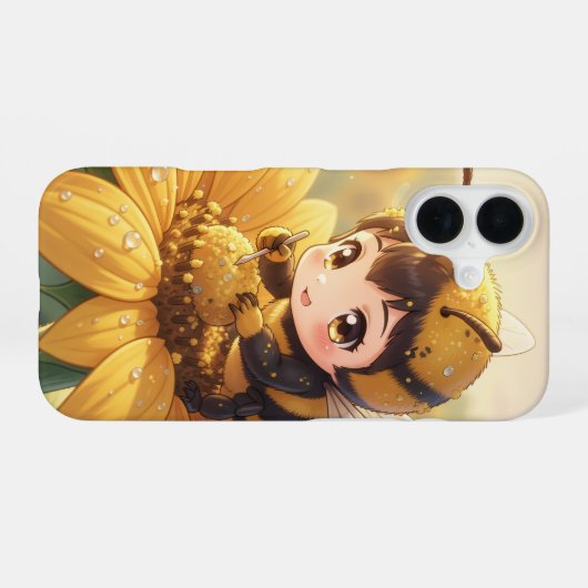 Golden Bumblebee in Bloom Dance.3 iPhone 16ケース (裏面横)