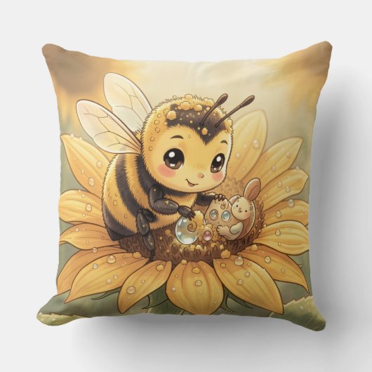 Golden Bumblebee in Bloom Dance.4 クッション (正面)