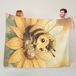 Golden Bumblebee in Bloom Dance.4 フリースブランケット