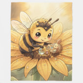Golden Bumblebee in Bloom Dance.4 フリースブランケット (正面)