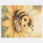 Golden Bumblebee in Bloom Dance.4 フリースブランケット (正面(横))
