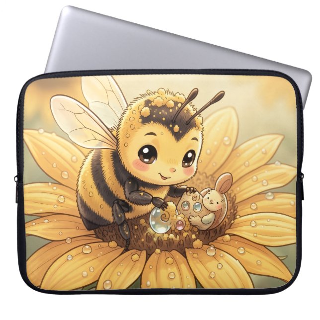 Golden Bumblebee in Bloom Dance.4 ラップトップスリーブ (正面)