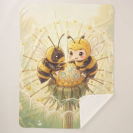 Golden Bumblebee in Bloom Dance.5 シェルパブランケット