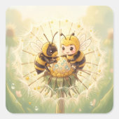 Golden Bumblebee in Bloom Dance.5 スクエアシール (正面)