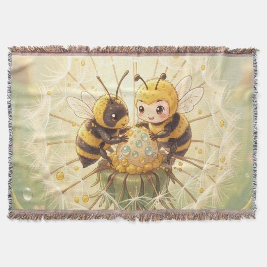 Golden Bumblebee in Bloom Dance.5 スローブランケット (正面)