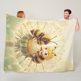 Golden Bumblebee in Bloom Dance.5 フリースブランケット
