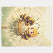 Golden Bumblebee in Bloom Dance.5 フリースブランケット (正面(横))