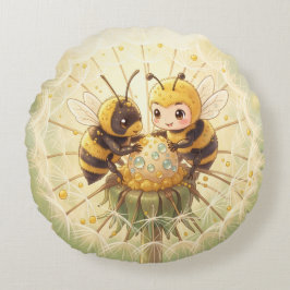 Golden Bumblebee in Bloom Dance.5 ラウンドクッション