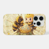 Golden Bumblebee in Bloom Dance.5 iPhoneケース (裏面横)