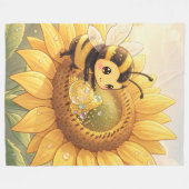 Golden Bumblebee in Bloom Dance.6 フリースブランケット (正面(横))