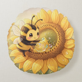 Golden Bumblebee in Bloom Dance.6 ラウンドクッション