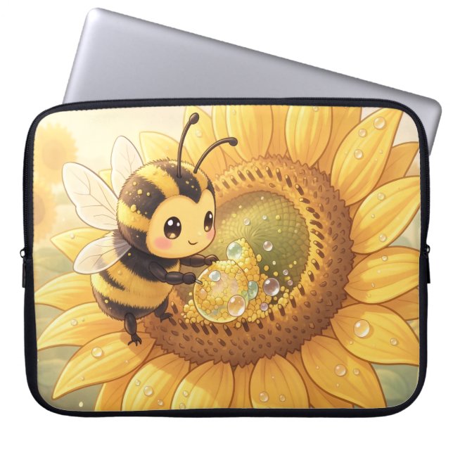 Golden Bumblebee in Bloom Dance.6 ラップトップスリーブ (正面)