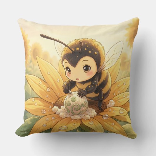 Golden Bumblebee in Bloom Dance.8 クッション (正面)