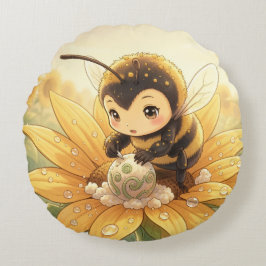 Golden Bumblebee in Bloom Dance.8 ラウンドクッション