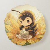 Golden Bumblebee in Bloom Dance.8 ラウンドクッション (裏面)