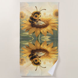 Golden Bumblebee in Bloom Dance.9 ビーチタオル