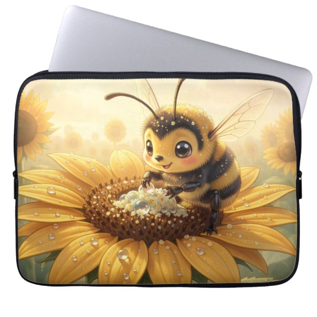 Golden Bumblebee in Bloom Dance.9 ラップトップスリーブ (正面)