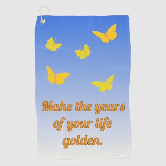 Golden Butterflies with text ゴルフタオル (正面)