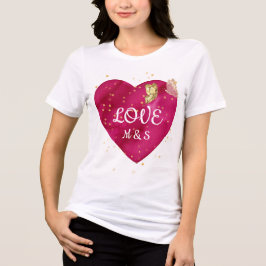 Golden Butterfly Pink Heart Valentine T-Shirt トライブレンドＴシャツ