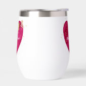 Golden Butterfly Pink Heart Valentine Wine Tumbler (左面)