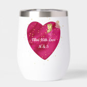 Golden Butterfly Pink Heart Valentine Wine Tumbler (背面)