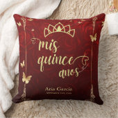 Golden Butterfly Red Roses Floral Quinceañera クッション (ブランケット)