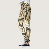 Golden Butterfly Wing Abstract Pattern Leggings レギンス (左)
