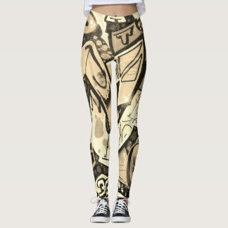 Golden Butterfly Wing Abstract Pattern Leggings レギンス