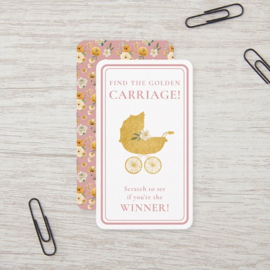 Golden Carriage Scratch-Off Game | Blush Pink 名刺 (正面/裏面インサイチュ)