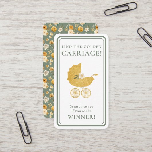 Golden Carriage Scratch-Off Game Sage Green Winner 名刺 (正面/裏面インサイチュ)