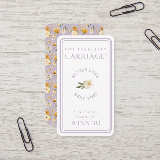 Golden Carriage Scratch-Off | Lavender Non-Winner 名刺 (正面/裏面インサイチュ)