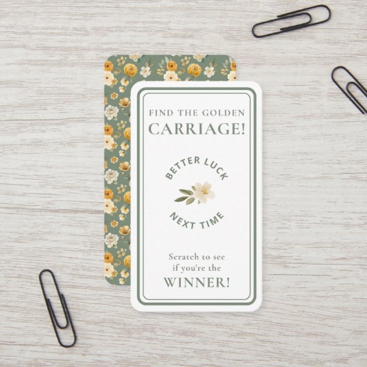 Golden Carriage Scratch-Off Sage Green Non-Winner 名刺 (正面/裏面インサイチュ)