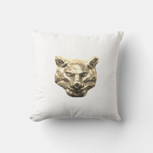 Golden Cat – goldene Katze – vergoldeter Kater クッション (正面)