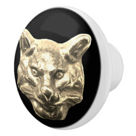 Golden Cat – goldene Katze – vergoldeter Kater セラミックノブ