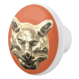 Golden Cat – goldene Katze – vergoldeter Kater セラミックノブ