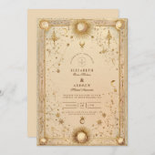 Golden Celestial Baroque Wedding 招待状 (正面/裏面)