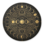 Golden Celestial Luna Phases Alchemical Harmony  セラミックノブ (正面)