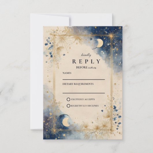 Golden Celestial Night Wedding 出欠カード (正面)