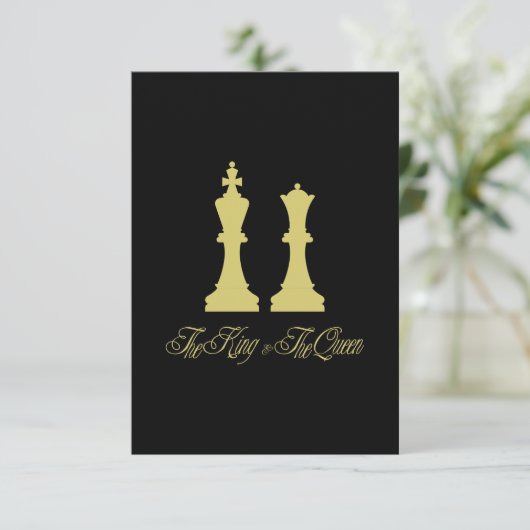 Golden Chess King & Queen Pieces for Wedding (スタンド正面)