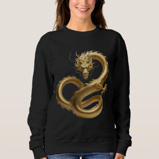 Golden Chinese Dragon Art | Mythical Creature Fant スウェットシャツ