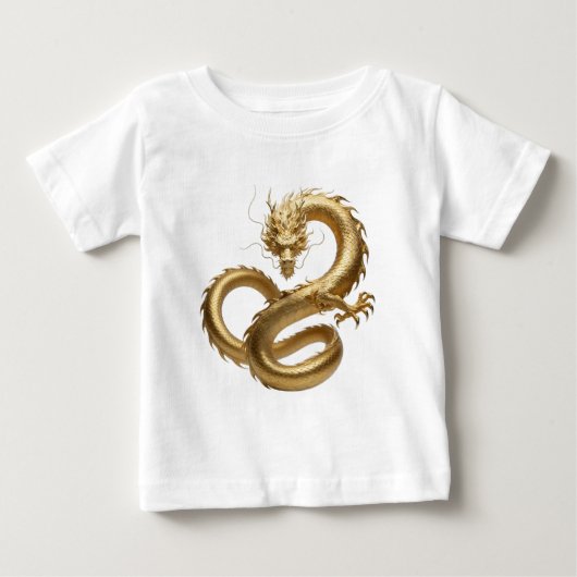 Golden Chinese Dragon Art | Mythical Creature Fant ベビーTシャツ (正面)