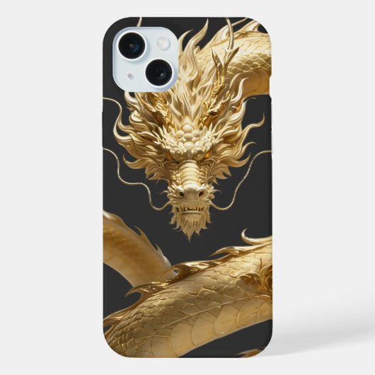 Golden Chinese Dragon Art | Mythical Creature Fant iPhoneケース (裏面)