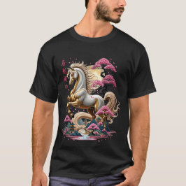 Golden Chinese Zodiac Horse 2026 Artistic Lunar  Tシャツ