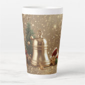 Golden Christmas Bell Latte Mug Holiday Design カフェラテマグ (正面)
